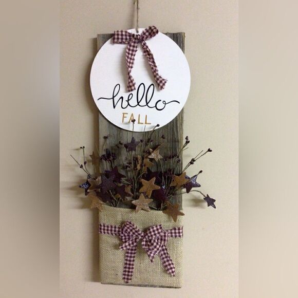 Rustic Hello Fall with metal stars - Picture 1 of 1